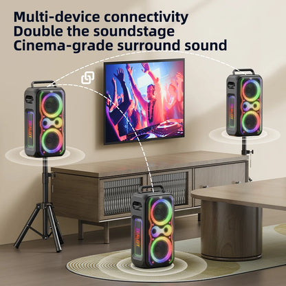 200W Bass Speaker Wireless Bluetooth, 48000mAh Battery, Multi-Device Support, RGB Glow Great for Gift-Giving Birthday/Christmas