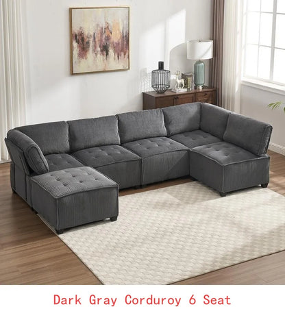 Modular Sectional Sofa U-Shaped Couch with Reversible Chaise, 6-Seat