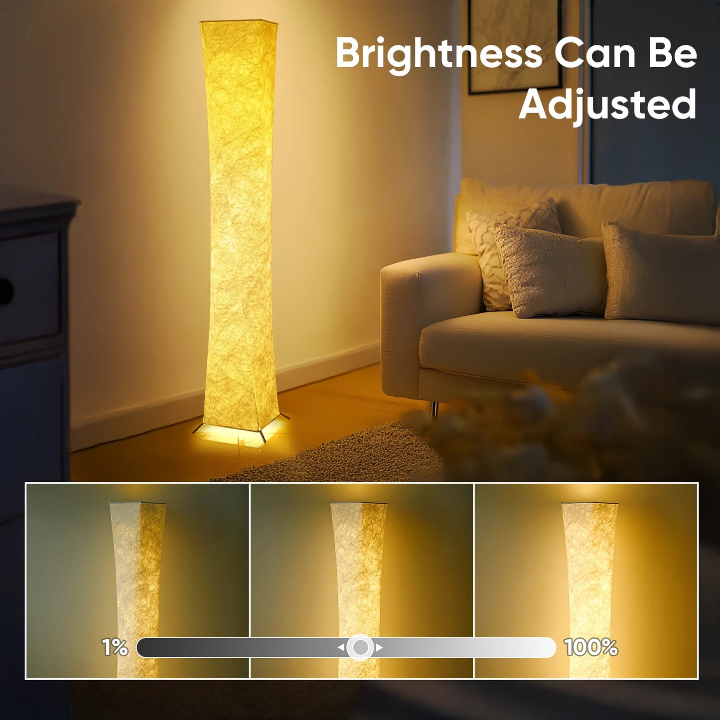 Soft Light Floor Lamp, 52" Simple Design Morden Slim Warm Light for Living Room Bedroom