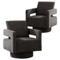 Upholstered Swivel Accent Chair Set of 2 Linen Open Back