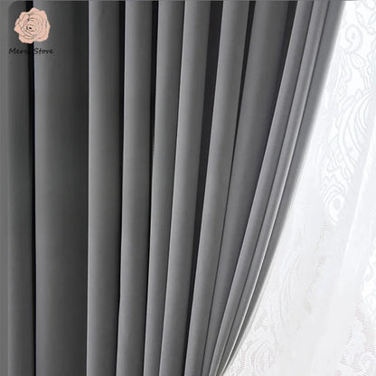 Gray Velvet Curtains Luxury Soft Chenille Blackout