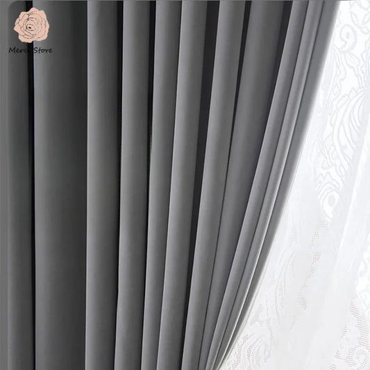 Gray Velvet Curtains Luxury Soft Chenille Blackout