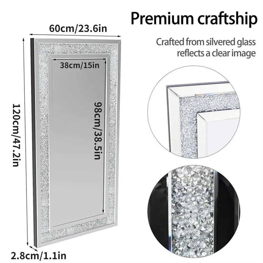 Decor Mirrors Rectangle Venetian Wall Mirrors Polished Crush Crystal Diamond Edge