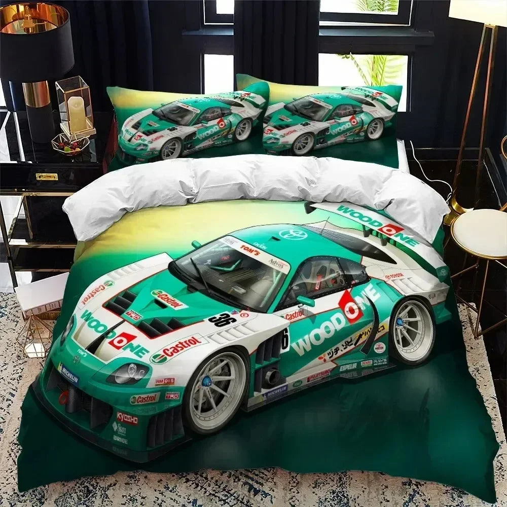 Luxury New 3D Print Sports Car Supercar Bedding Set