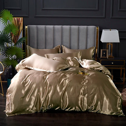 3-Pieces Silky Satin Duvet Cover Set Queen Size Soft Smooth Durable Comforter