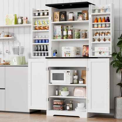 Sturdy Kitchen Pantry Storage Cabinets w/ Adjustable Shelves