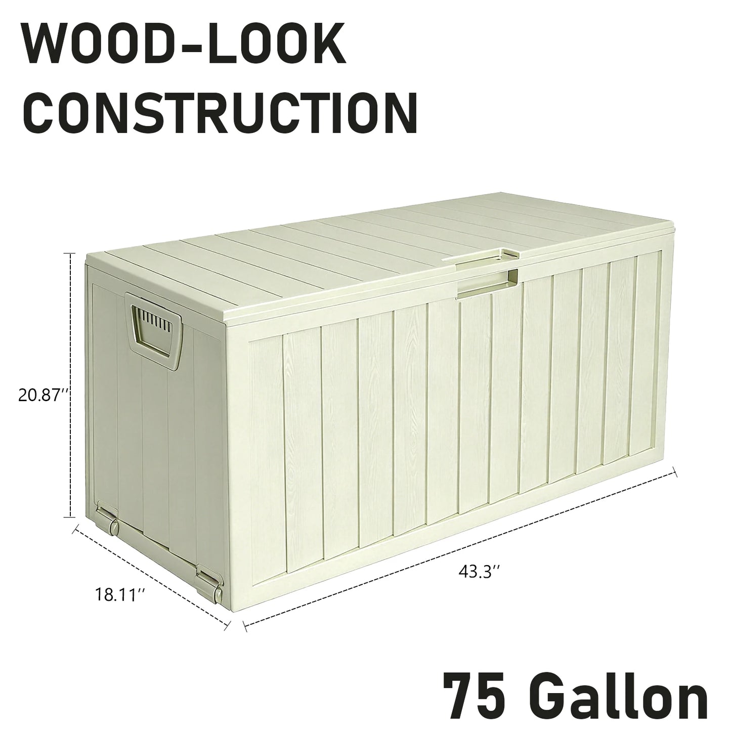 35/75 Gallon Resin Outdoor Storage Box with Handles Garden Tools