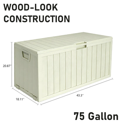 35/75 Gallon Resin Outdoor Storage Box with Handles Garden Tools