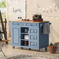 Outdoor Kitchen Island, Rolling Bar Cart & Storage Cabinet, Farmhouse Solid Wood Outdoor Grill Table with Stainless Steel Top,