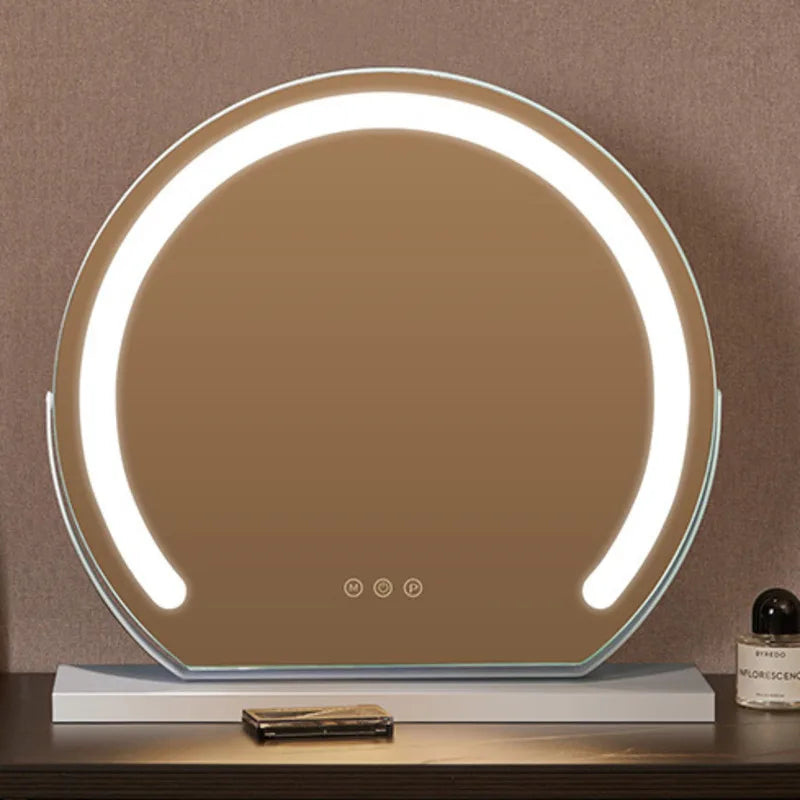 40cm Semicircle LED Makeup Mirror Smart Tabletop Vanity Cosmetic For Women Teens Dressing Table With Lights Christmas Gift