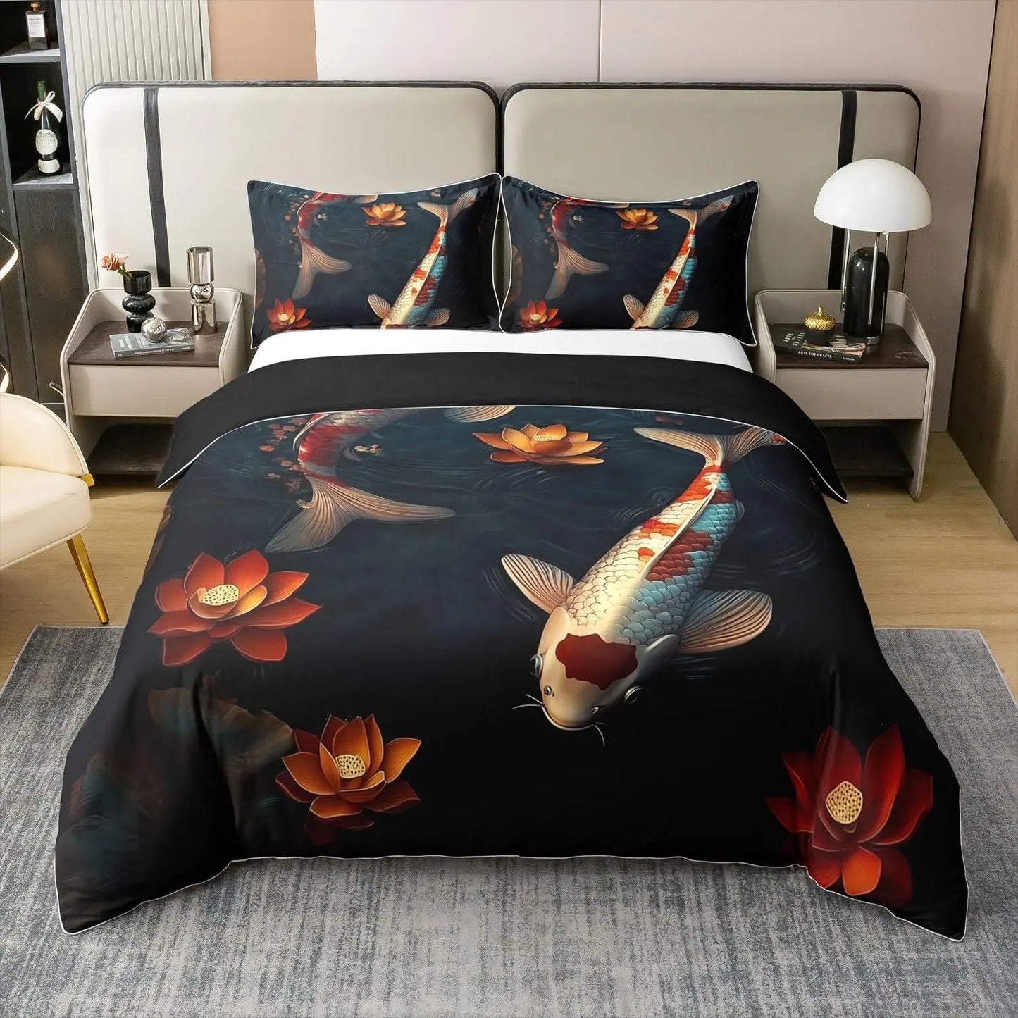 Koi Duvet Cover Sets for Kids Teens Adults Queen Size Quilt Covers