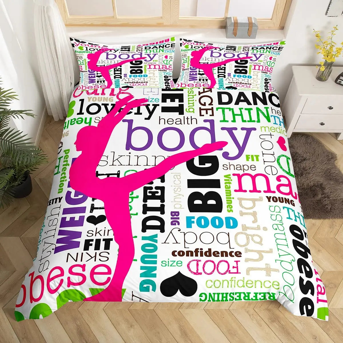 Gymnastics Duvet Cover for Kids Teens Girls Queen Lightweight Quilt Covers