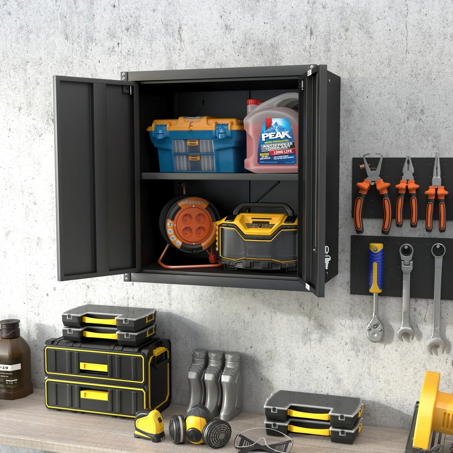 Metal Garage Storage Cabinet Wall Mounted Organizer