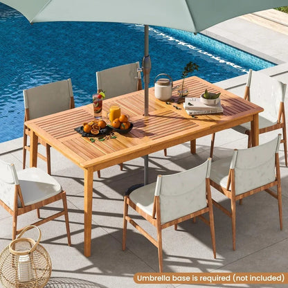 Outdoor Acacia Wood Dining Table for 6 People, 67” x 35”
