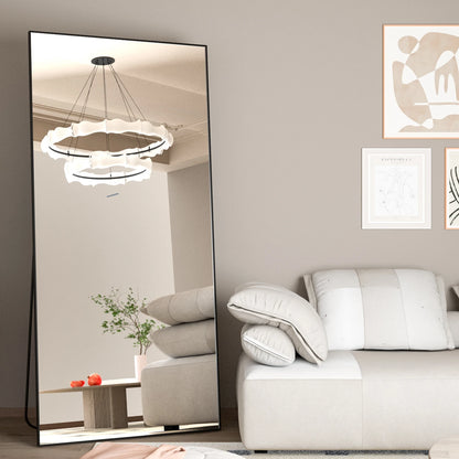 Full Length Mirror 65" * 24 ", Floor Standing Mirror, Black Metal Frame