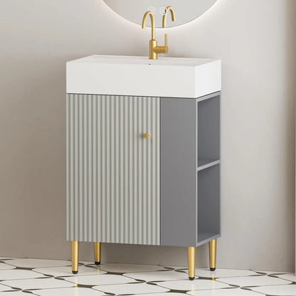 21.6" Bathroom Vanity with Single Sink, Standing Cabinet W /  Side Storage