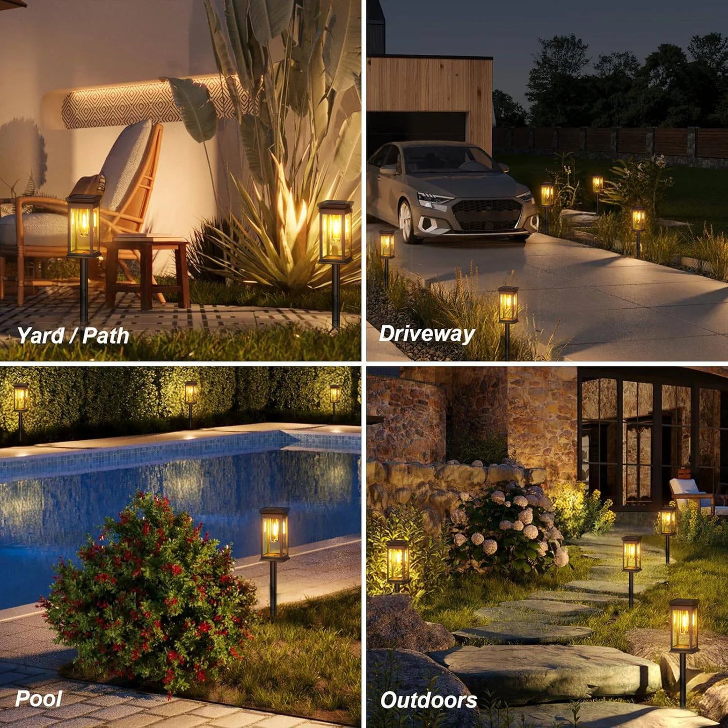 2/6/12 Pack [Upgraded] Solar Lights, 2700K Warm White, Super Bright 12Hrs