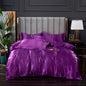 3-Pieces Silky Satin Duvet Cover Set Queen Size Soft Smooth Durable Comforter