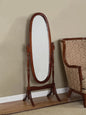 Furniture rotating adjustable full-length oval wooden knight floor mirror