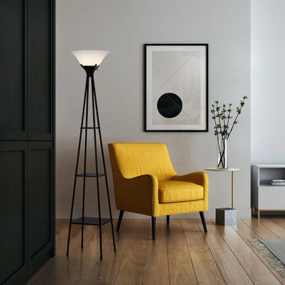 Metal Etagere Floor Lamp Charcoal Finish