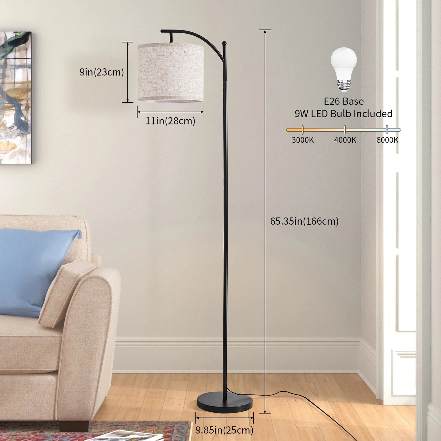 Floor Lamp for Living Room with 3 Color Temperatures