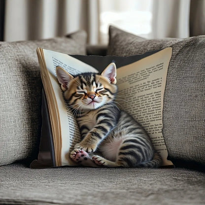 Cuddle Up with Our Adorable Kitten-in-Book Pillowcase! Sofa cushion cover,