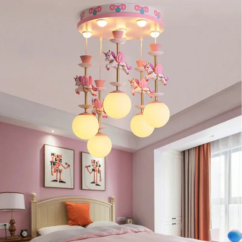 Children's room pendant princess bed cartoon boy girl Nordic creative Pegasus baby lamp