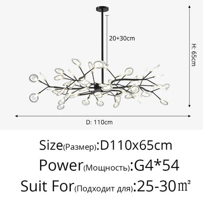 Branch Shape Firefly Ceiling Chandelier for House Baby Kid  Living Room Bedroom Decor G4 Led Lighting Indoor Hanging Lamp