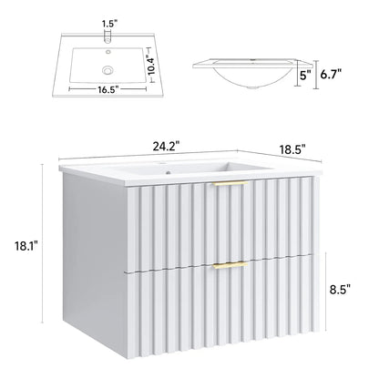 24 Inch Bathroom Vanity with Sink Combo, Floating Bathroom Vanity