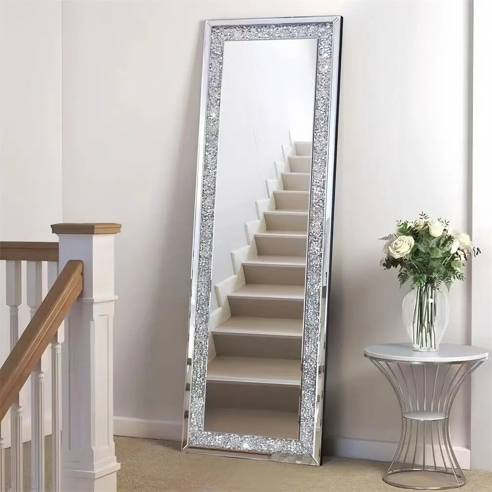 Decor Mirrors Rectangle Venetian Wall Mirrors Polished Crush Crystal Diamond Edge