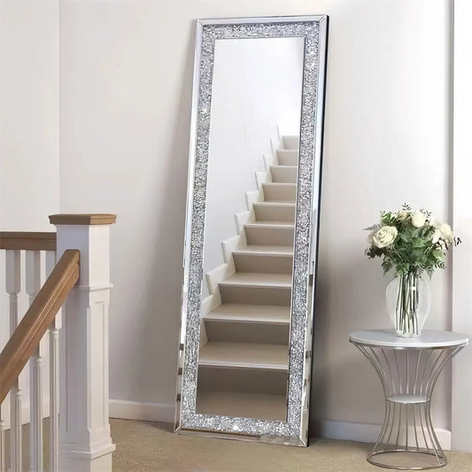 Decor Mirrors Rectangle Venetian Wall Mirrors Polished Crush Crystal Diamond Edge