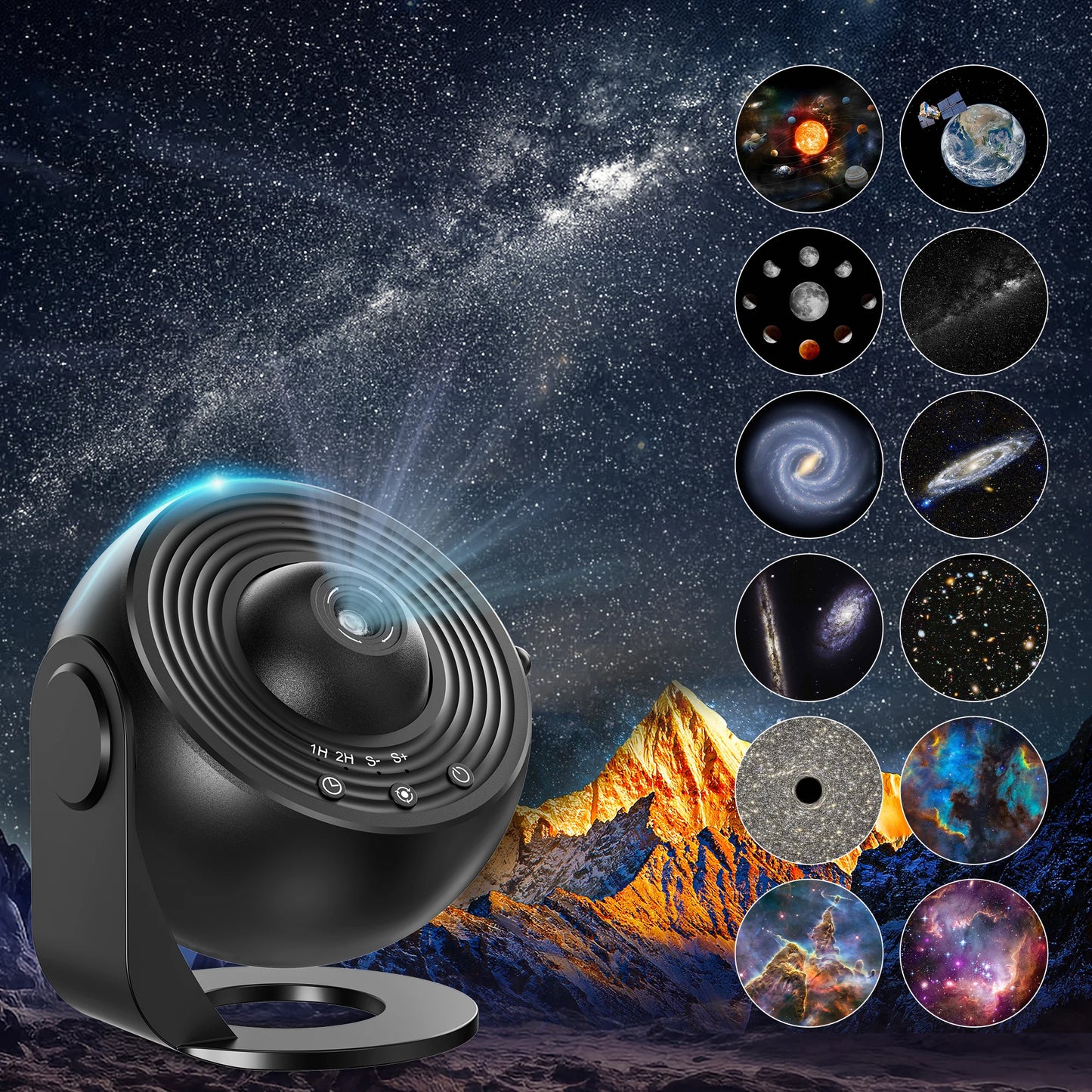 1 Galaxy Ultra Star Projector HD Image Area LED Night Light, 13 Film Discs,360° Rotate 1/2h Timer