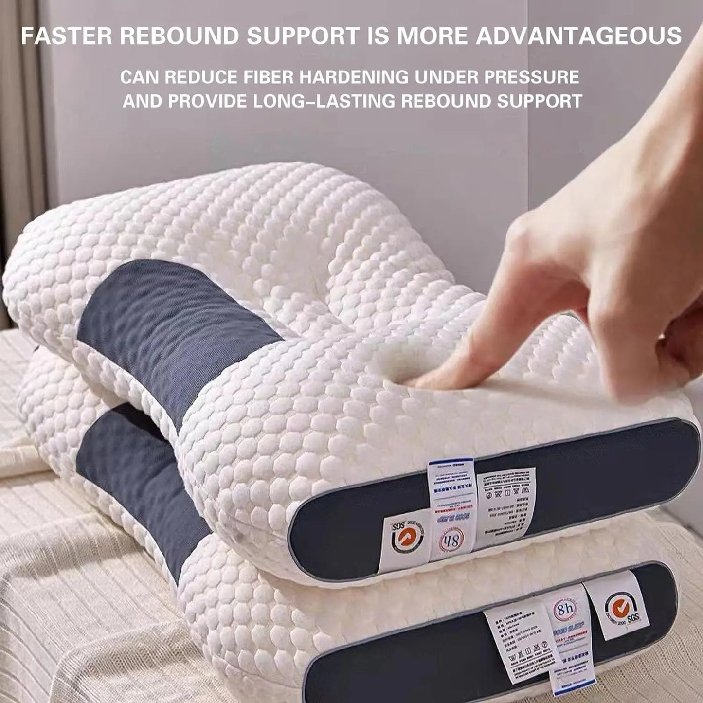 2PCS Pillow Knitted Neck Pillow for Side, Back and Prone Sleeping