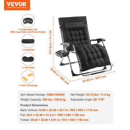 Zero Gravity Adjustable Chair with Cushion Footrest and Cupholder