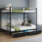 Twin Over Twin Metal Bunk Bed with LED Lights, USB Charging Station, 2 Drawers, Guard Rails & Ladder – No Box Spring Needed,