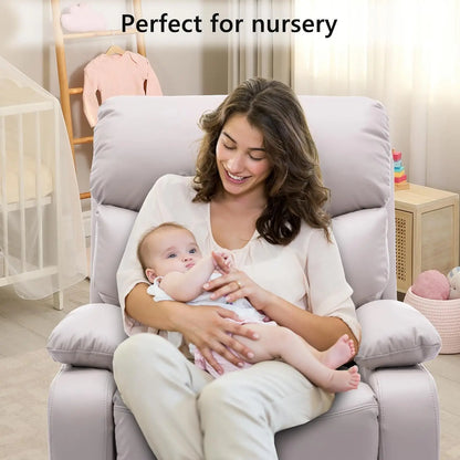 Swivel Rocker Recliner Chair for Adults, Glider Recliner Sofa for Nursery, Living Room, RV - Beige