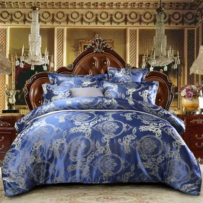 Luxury Satin Jacquard Single Double Duvet Cover Set High End European Wedding
