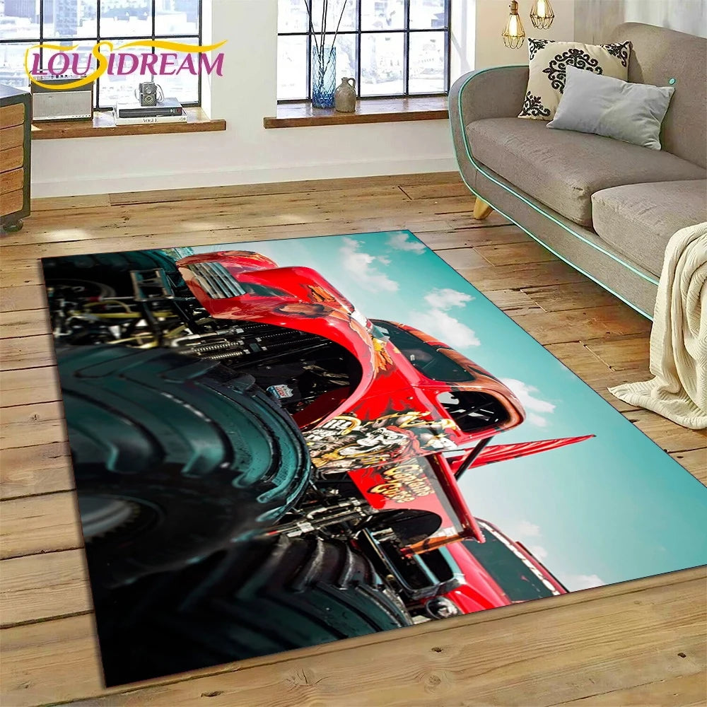 Monster Truck Monster Jam Cartoon Rug Carpet