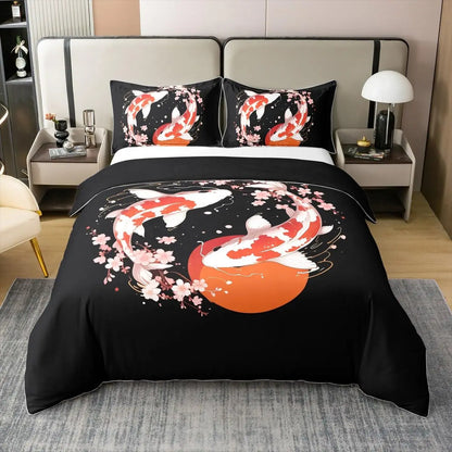 Koi Duvet Cover Sets for Kids Teens Adults Queen Size Quilt Covers