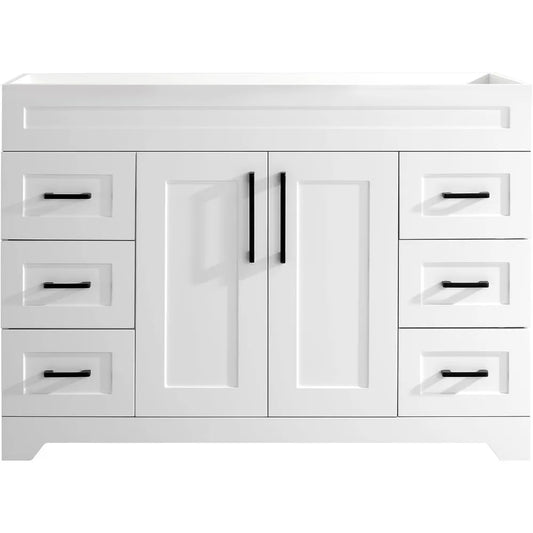 48” Bathroom Vanity White Base Cabinet, Freestanding Single Sink Configuration