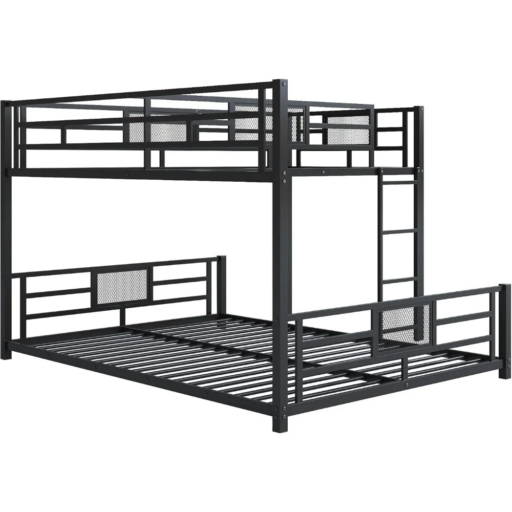 stylish l-shaped metal twin over full bunk bed W / ladders and guardrails for kids