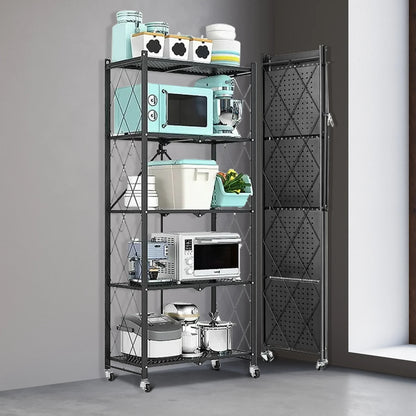 5-Tier Storage Shelving Unit, Metal Shelf 27.9"x13.4"x62.5, W/ Wheels,