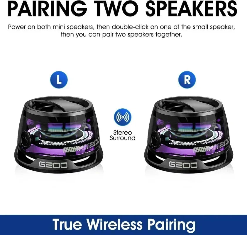 G200 Portable Bluetooth Speaker: Bluetooth 5.3 + RGB Ambient Light, long battery life and Magnetic Phone Stand Function