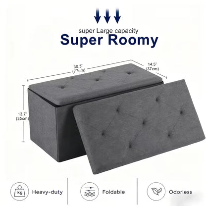 Heavy Duty Folding Storage Ottoman Bench
