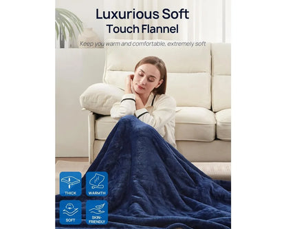 Electric Heated Throw Blanket W / Foot Pocket, Ultra Soft Flannel , Machine Washable