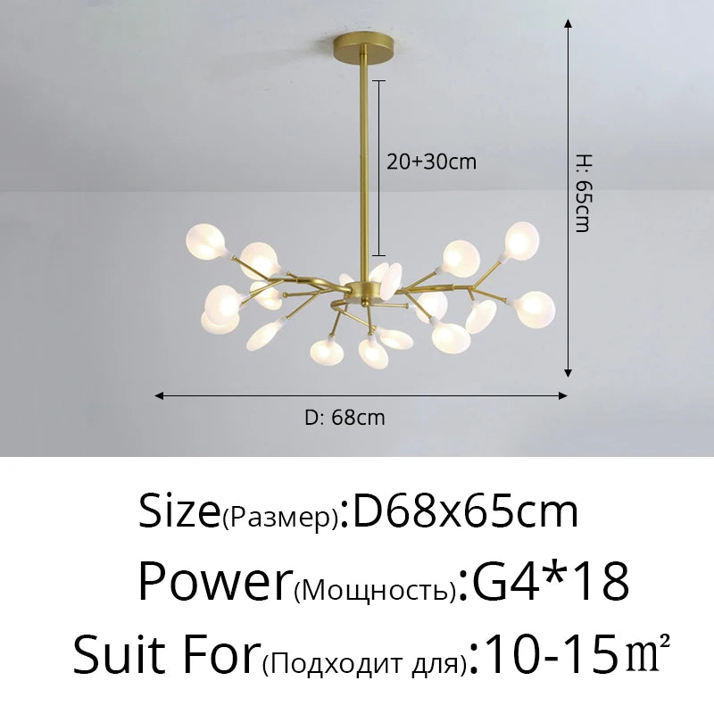 Branch Shape Firefly Ceiling Chandelier for House Baby Kid  Living Room Bedroom Decor G4 Led Lighting Indoor Hanging Lamp