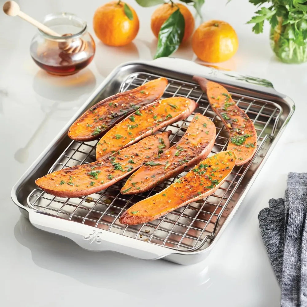 9 x 12.5 Tri-ply Quarter Sheet Pan with Stainless Steel Rack