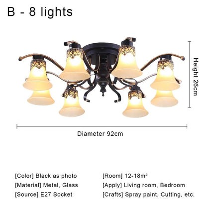 Vintage Chandelier Glass Pendant Lamp Indoor Lighting for Living Room Bedroom Kitchen Lustres Retro Loft Hanging Light Fixture
