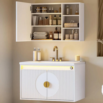 IRONCK Floating Bathroom Vanity with Sink, Mirror Medicine Cabinet