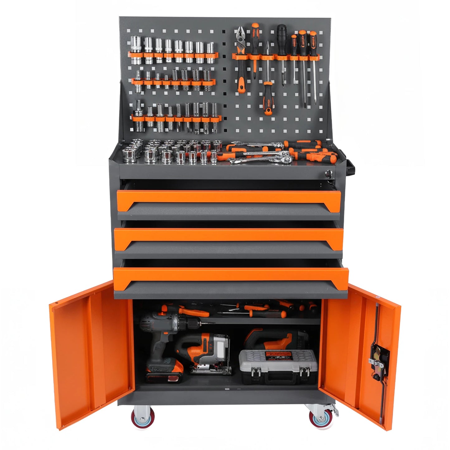 Industrial Steel Tool Cabinet W / Wheels Multi-Drawer